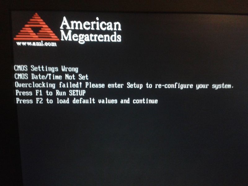 Overclocking failed please enter setup to reconfigure