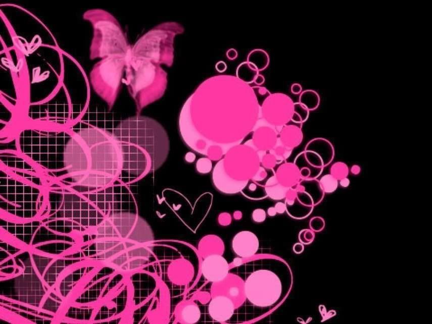 pink and black butterflies n bubbles
