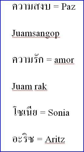Traducción de palabras de Castellano al Tailandés - Thai - Foro Tailandia