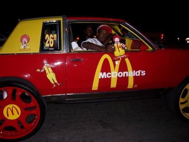 In additional to the Skittles and McDonald's car I've seen a Sprite car 