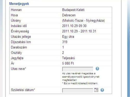 MÁV otthon nyomtatott jegy