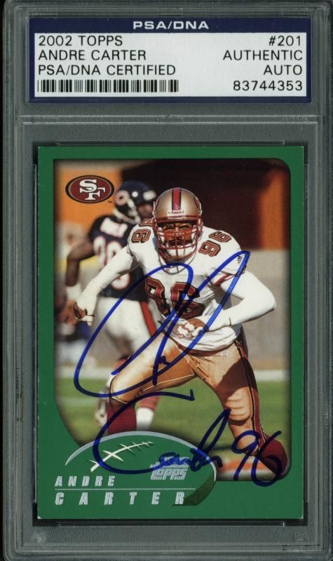 49ers Andre Carter Authentic Signed Card 2002 Topps #201 Psa/dna Slabbed