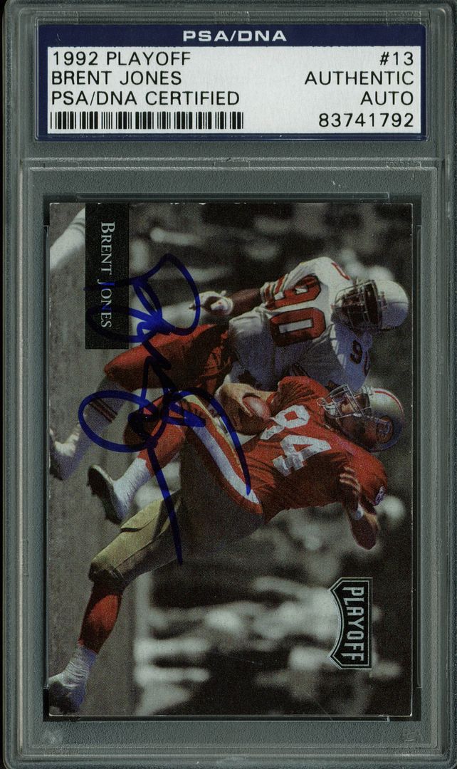 49ers Brent Jones Authentic Signed Card 1992 Playoff #13 Psa/dna Slabbed