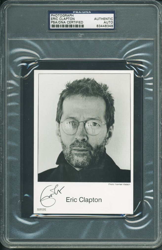 eric clapton authentic signed 4x6 photo autographed psa/dna slab