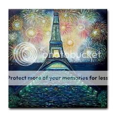 Slayton FUN PARIS FIREWORKS FOLK Ceramic Tile Artwork  