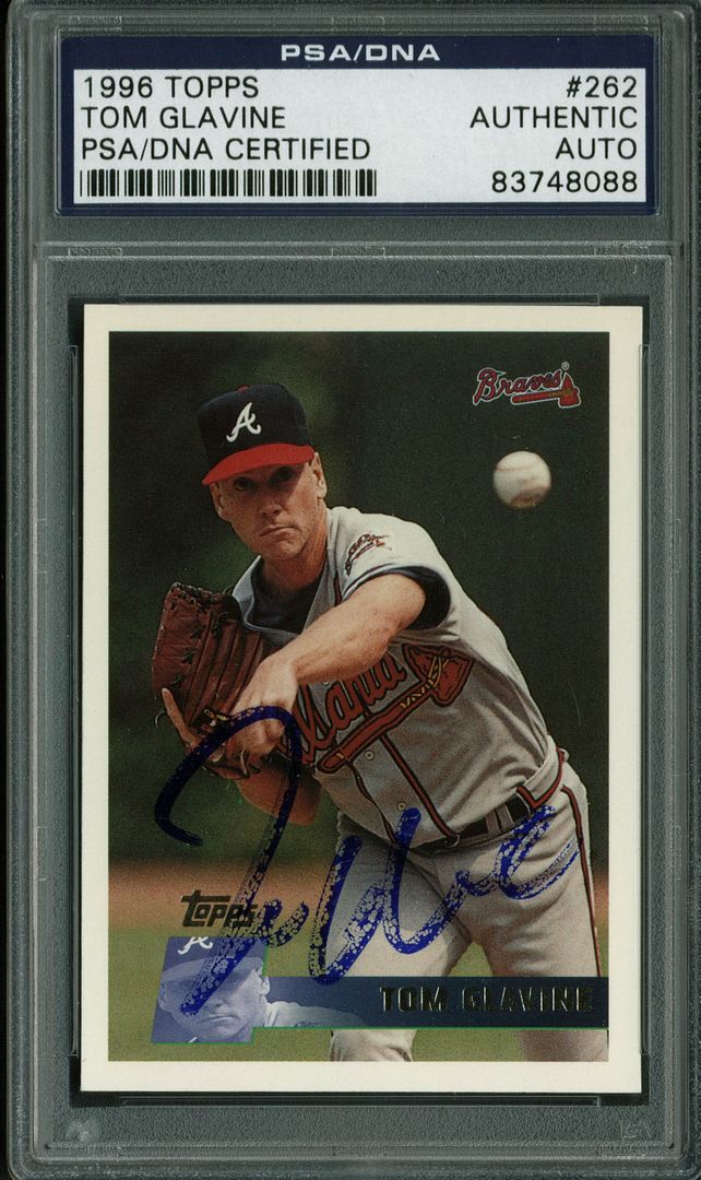 $34.99 - Braves Tom Glavine Authentic Signed Card 1996 Topps #262 PSA ...