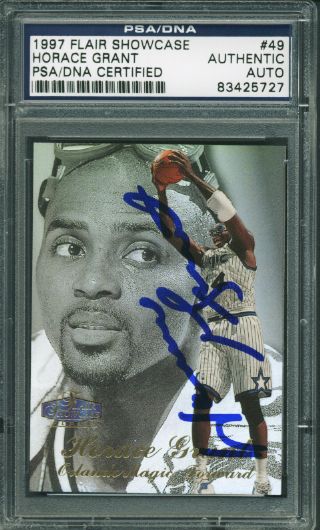 Magic Horace Grant Authentic Signed Card 1997 Flair Showcase 49 PSA DNA Slabbed