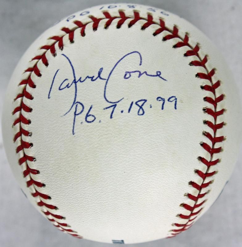 LARSEN CONE BROWNING PERFECT GAME SIGNED BASEBALL COA  