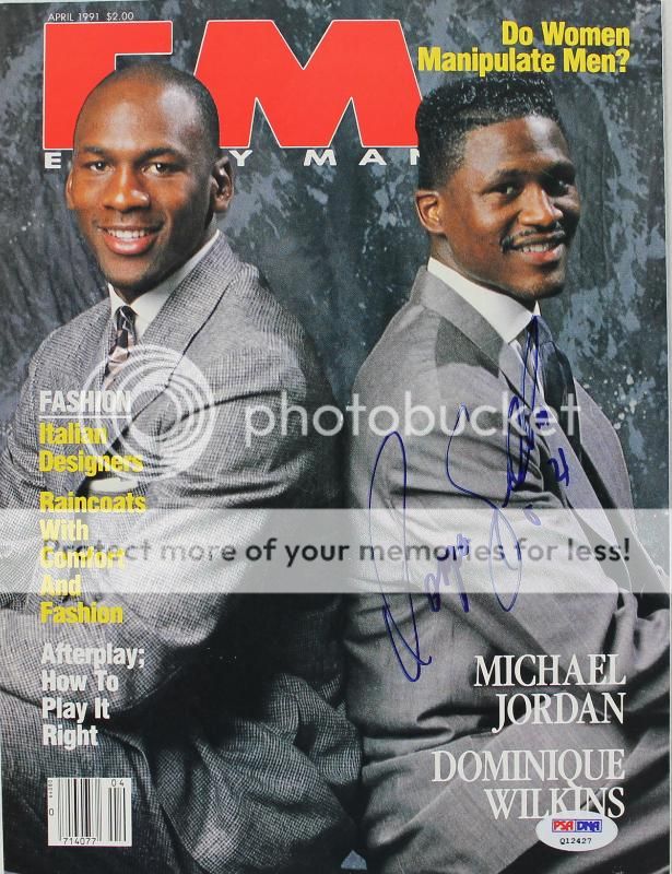 wilkins authentic signed 1991 ebony man magazine psa/dna #q12427
