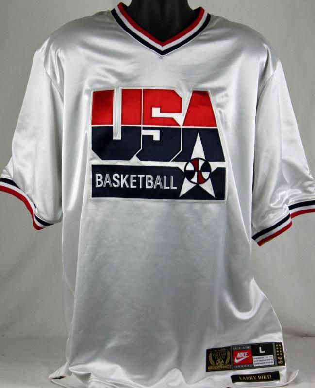 LARRY BIRD SIGNED AUTHENTIC TEAM USA WARM UP JERSEY BIRD HOLGORAM 