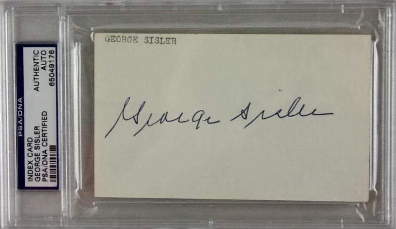 ST. LOUIS BROWNS GEORGE SISLER AUTHENTIC SIGNED SLABBED CUT PSA/DNA 